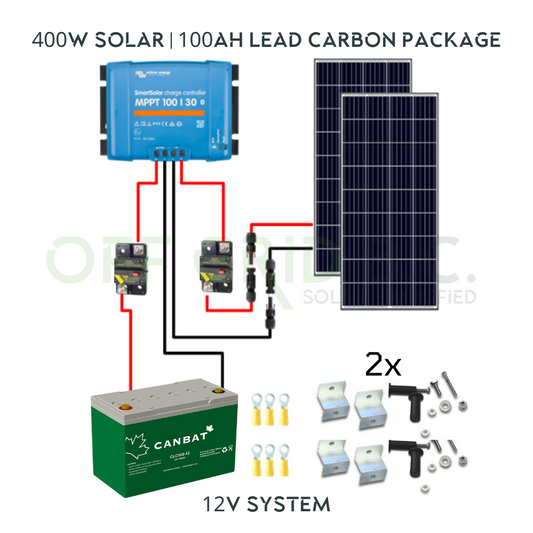 400W Solar | 100Ah Lead Carbon | Victron | Switch Energy | Canbat | Complete Package