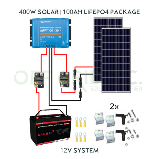 400W Solar | 100Ah LIFEPO4 | Victron | Switch Energy | Canbat | Complete Package