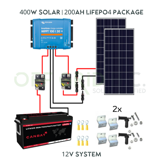 400W Solar | 200Ah LIFEPO4 | Victron | Switch Energy | Canbat | Complete Package