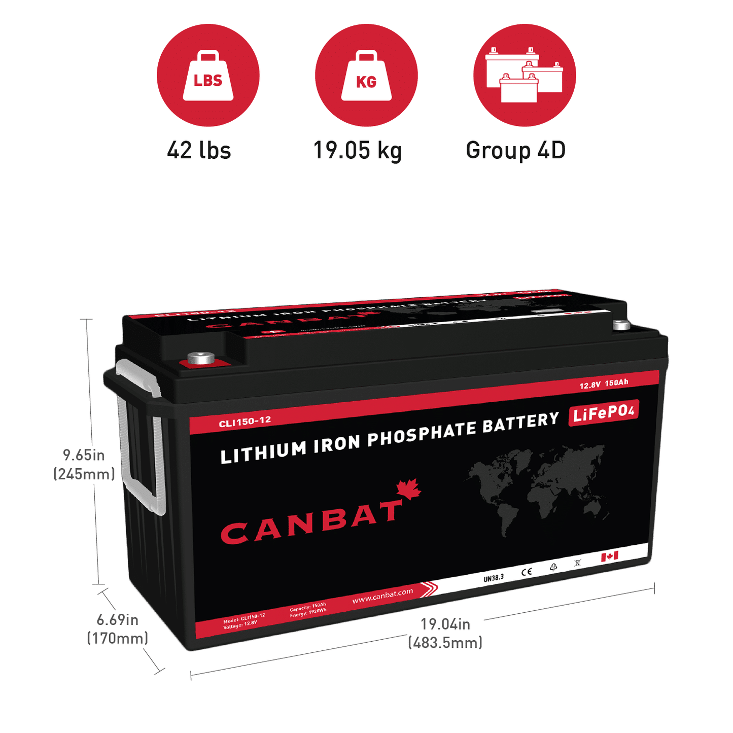 Canbat - 12V 150AH LITHIUM BATTERY (LIFEPO4) | Cold Weather Option | Canadian | UL | Optional Bluetooth | *Free Shipping* - Off Grid B.C.