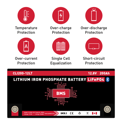 Canbat - HEATED 12V 200Ah LITHIUM BATTERY (LIFEPO4) | Cold Weather | Canadian | UL | Optional Bluetooth | *Free Shipping* | PREORDER