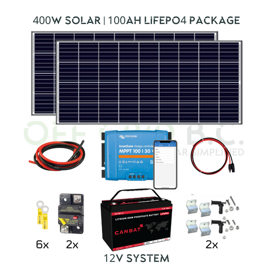 400W Solar | 100Ah LIFEPO4 | Victron | Switch Energy | Canbat | Complete Package
