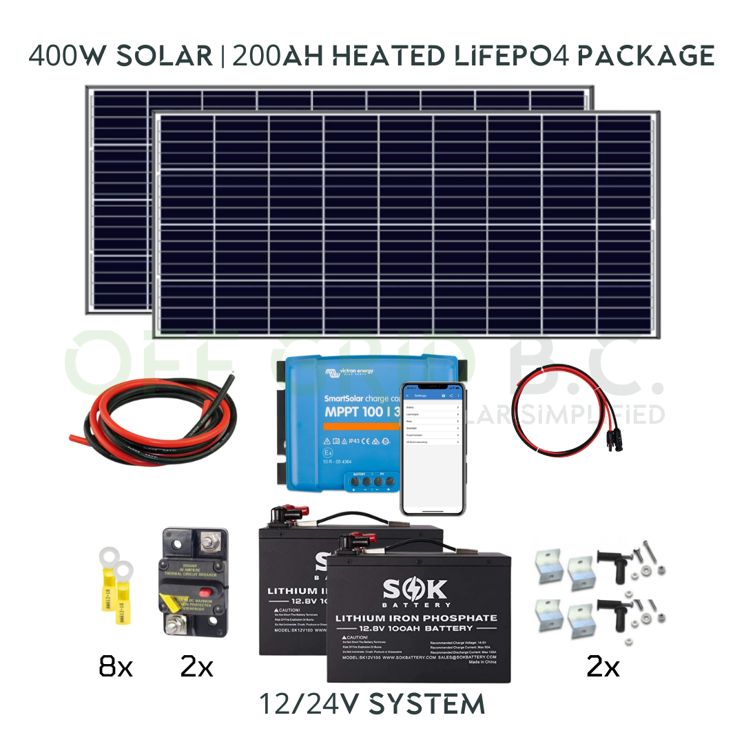 400W Solar | 200Ah Heated LIFEPO4 | Victron | Switch Energy | SOK | Complete Package